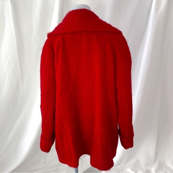 WINDSMOOR  RED TRENCH COAT OVERSIZED MOHAIR VIRGIN WOOL COAT MADE IN UKRAINE 14 - Picture 4 of 13